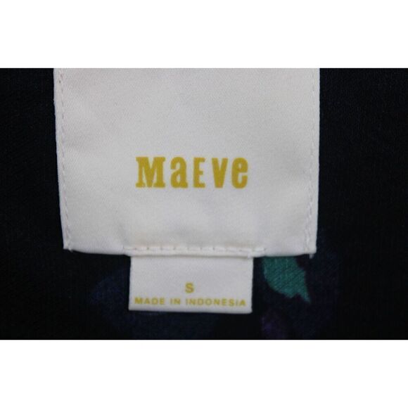 Maeve Long Sleeve Navy Linen Blend Floral Top Small - Picture 8 of 8